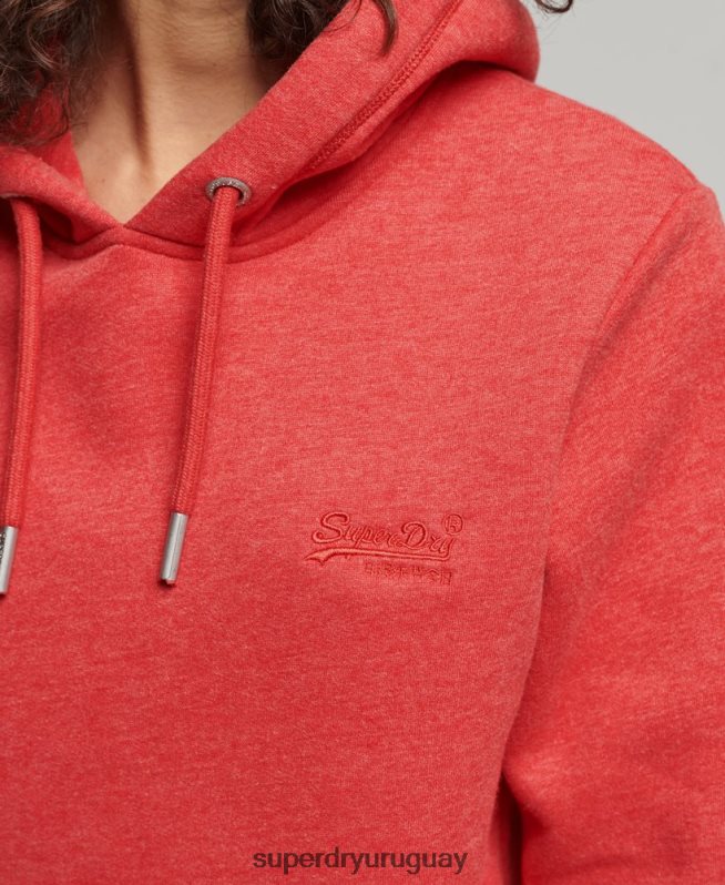 uy Superdry mujer sudadera con capucha de algodón orgánico con logo vintage bordado rojo DT2N8Z6679 ropa