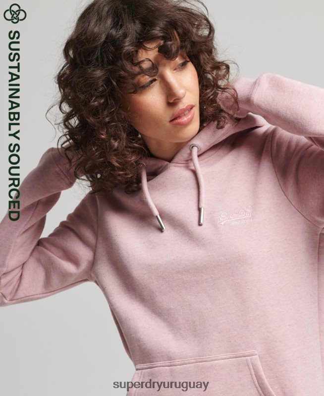 uy Superdry mujer sudadera con capucha de algodón orgánico con logo vintage bordado rosa DT2N8Z5876 ropa