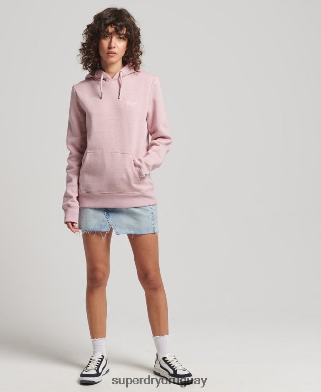 uy Superdry mujer sudadera con capucha de algodón orgánico con logo vintage bordado rosa DT2N8Z5876 ropa