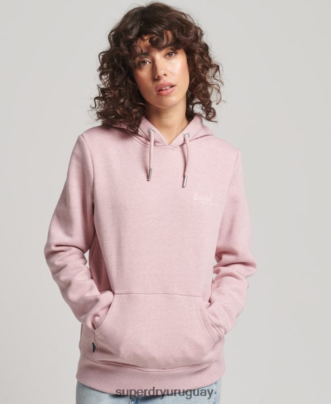 uy Superdry mujer sudadera con capucha de algodón orgánico con logo vintage bordado rosa DT2N8Z5876 ropa