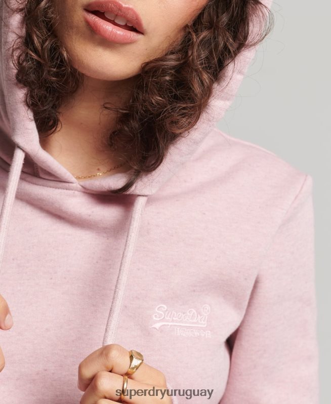 uy Superdry mujer sudadera con capucha de algodón orgánico con logo vintage bordado rosa DT2N8Z5876 ropa