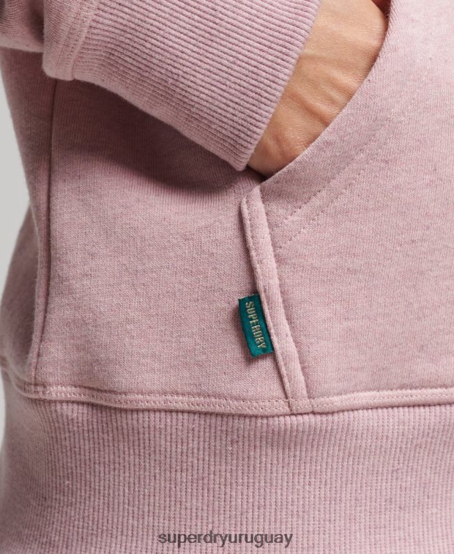 uy Superdry mujer sudadera con capucha de algodón orgánico con logo vintage bordado rosa DT2N8Z5876 ropa