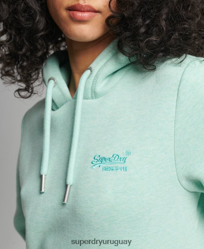 uy Superdry mujer sudadera con capucha de algodón orgánico con logo vintage bordado verde DT2N8Z3422 ropa