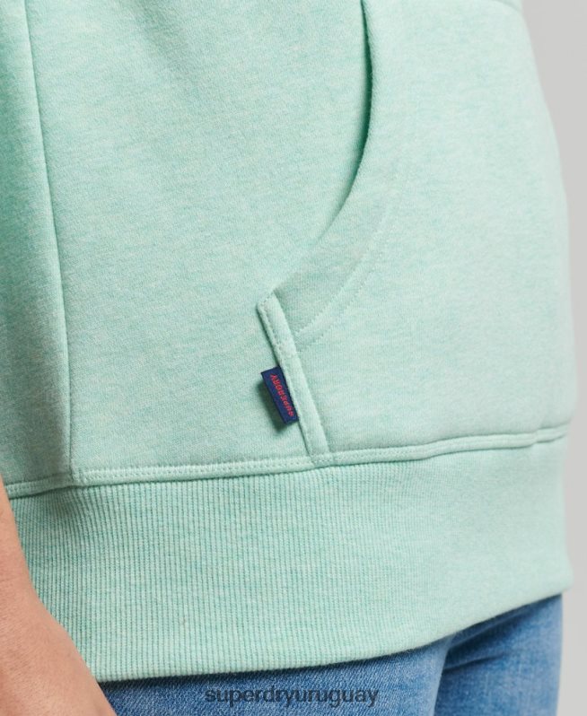 uy Superdry mujer sudadera con capucha de algodón orgánico con logo vintage bordado verde DT2N8Z3422 ropa
