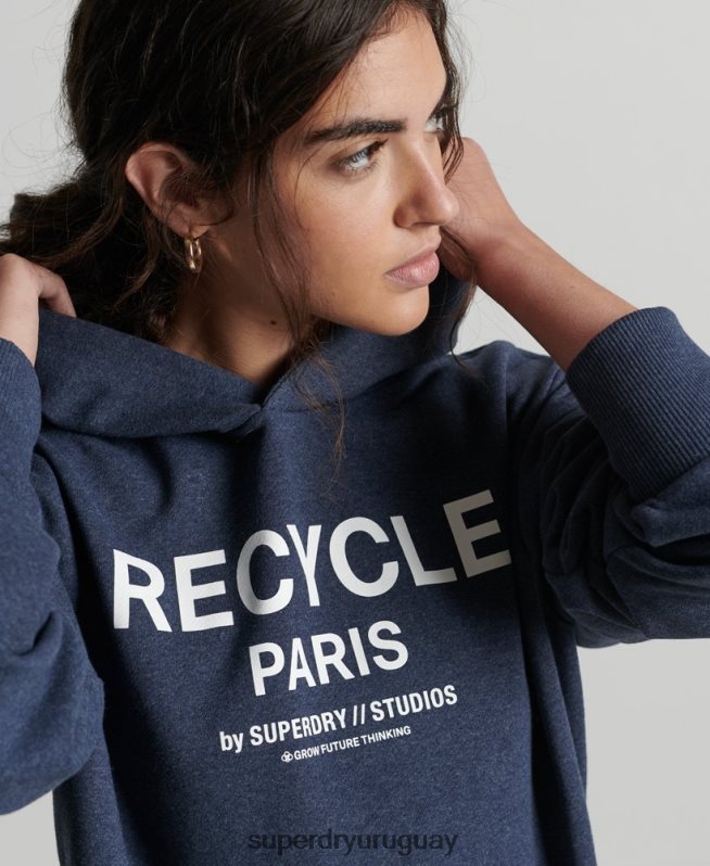uy Superdry mujer sudadera con capucha de ciudad reciclada azul DT2N8Z5906 ropa