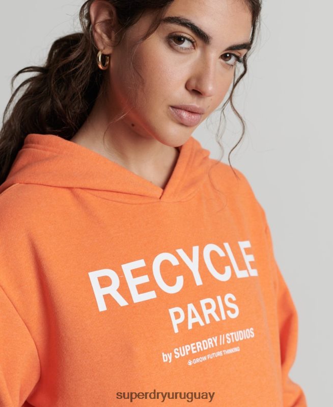 uy Superdry mujer sudadera con capucha de ciudad reciclada naranja DT2N8Z5905 ropa