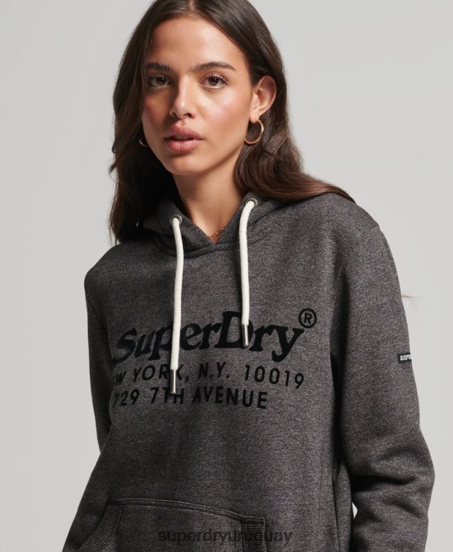 uy Superdry mujer sudadera con capucha de interés del lugar gris oscuro DT2N8Z3295 ropa