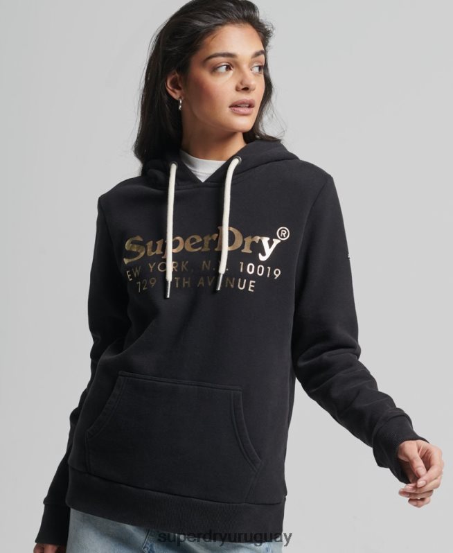 uy Superdry mujer sudadera con capucha de interés del lugar negro DT2N8Z5985 ropa