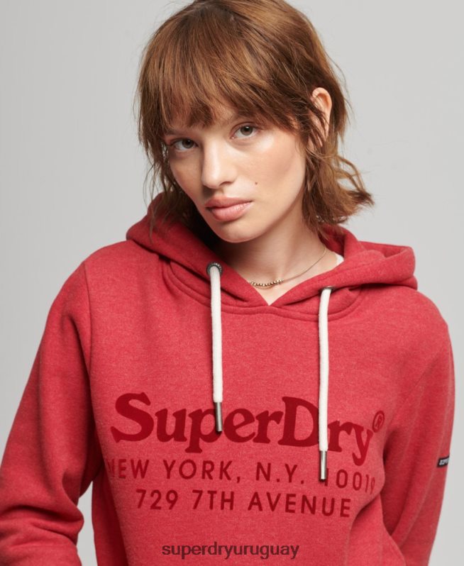 uy Superdry mujer sudadera con capucha de interés del lugar rojo DT2N8Z6126 ropa