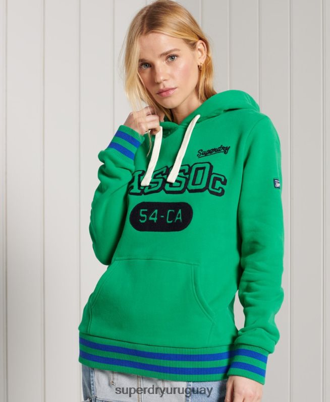uy Superdry mujer sudadera con capucha de la unión atlética colegiada verde DT2N8Z6133 ropa