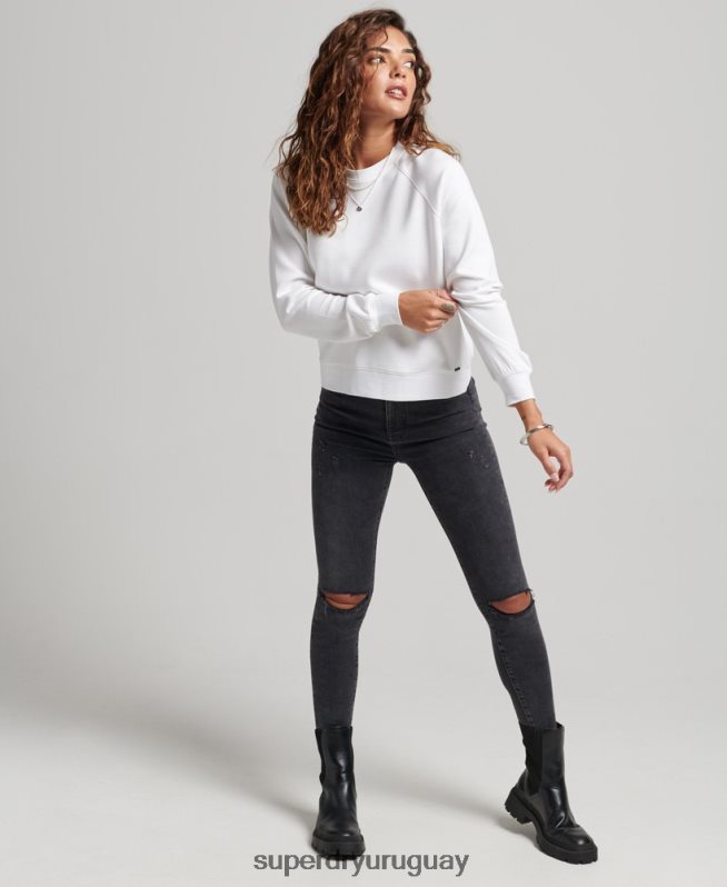uy Superdry mujer sudadera con capucha de modal blanco DT2N8Z5915 ropa