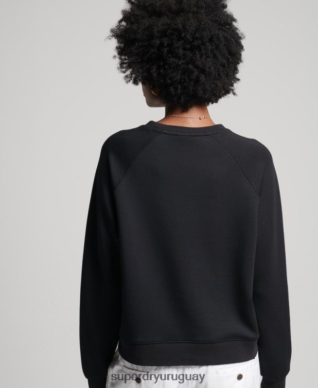 uy Superdry mujer sudadera con capucha de modal negro DT2N8Z5788 ropa