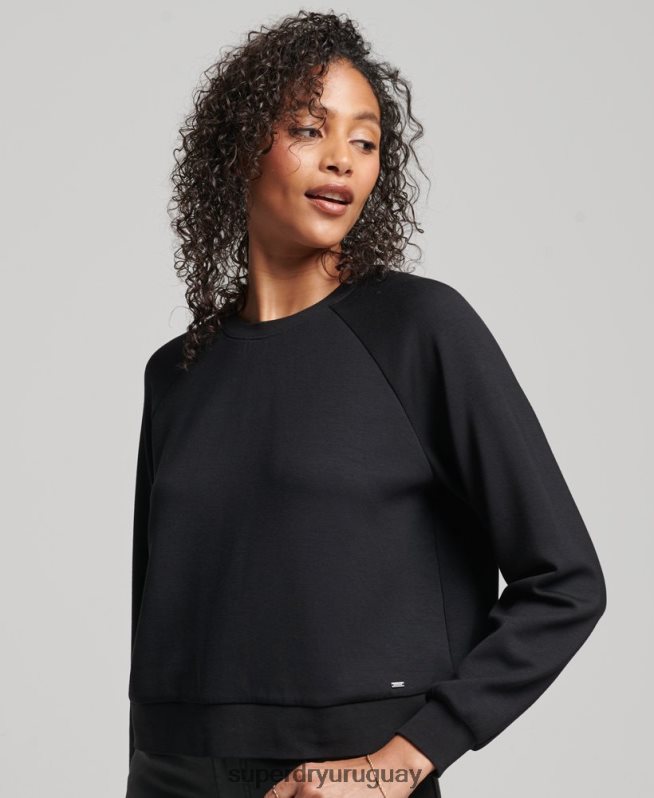 uy Superdry mujer sudadera con capucha de modal negro DT2N8Z6065 ropa