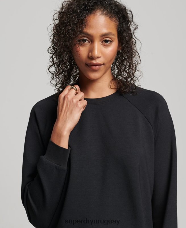 uy Superdry mujer sudadera con capucha de modal negro DT2N8Z6065 ropa