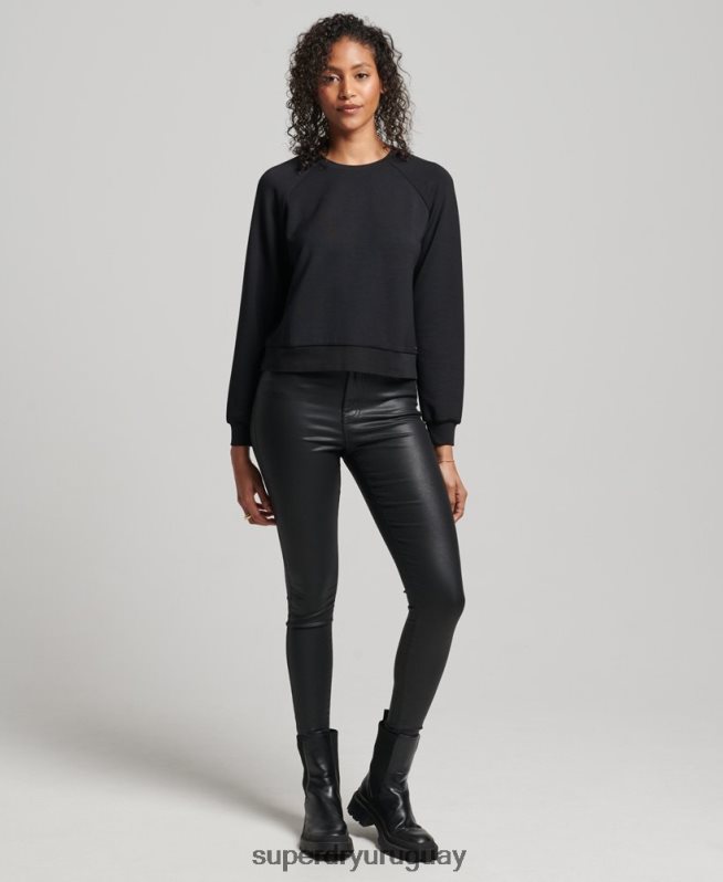 uy Superdry mujer sudadera con capucha de modal negro DT2N8Z6065 ropa