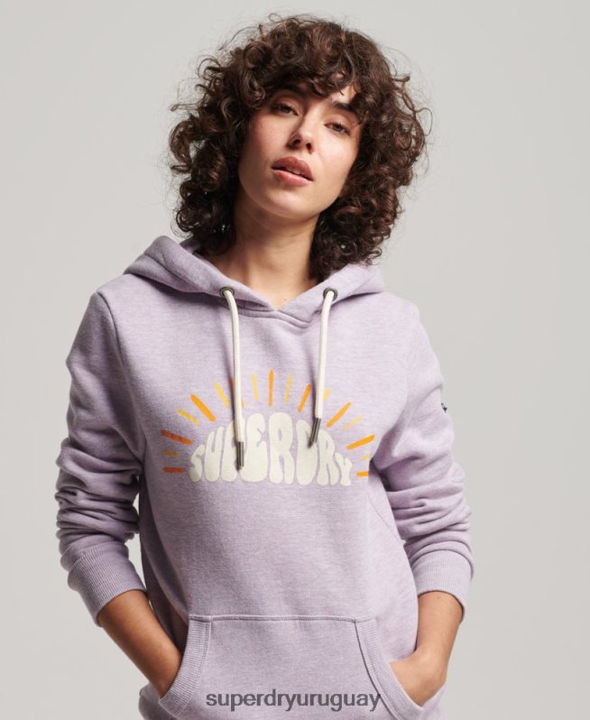 uy Superdry mujer sudadera con capucha de nostalgia vintage púrpura DT2N8Z2235 ropa