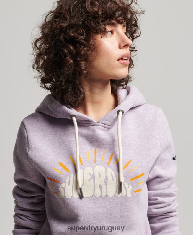 uy Superdry mujer sudadera con capucha de nostalgia vintage púrpura DT2N8Z2235 ropa
