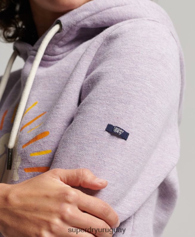 uy Superdry mujer sudadera con capucha de nostalgia vintage púrpura DT2N8Z2235 ropa