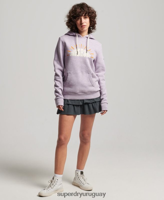 uy Superdry mujer sudadera con capucha de nostalgia vintage púrpura DT2N8Z2235 ropa