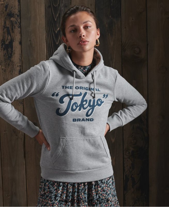 uy Superdry mujer sudadera con capucha de ropa de trabajo hecha a mano gris oscuro DT2N8Z3507 ropa