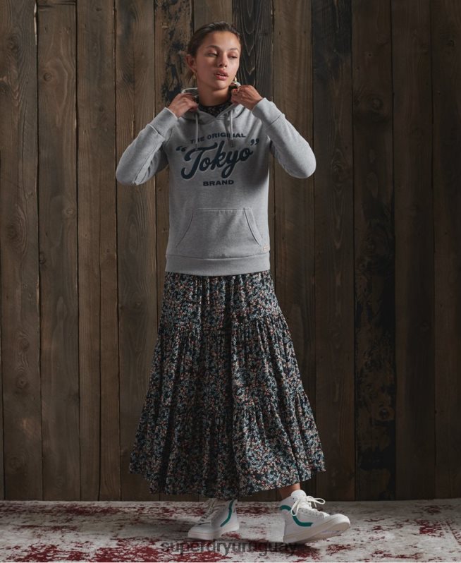 uy Superdry mujer sudadera con capucha de ropa de trabajo hecha a mano gris oscuro DT2N8Z3507 ropa