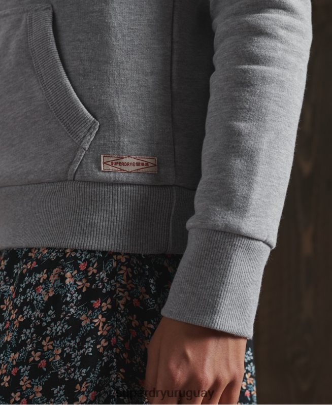 uy Superdry mujer sudadera con capucha de ropa de trabajo hecha a mano gris oscuro DT2N8Z3507 ropa