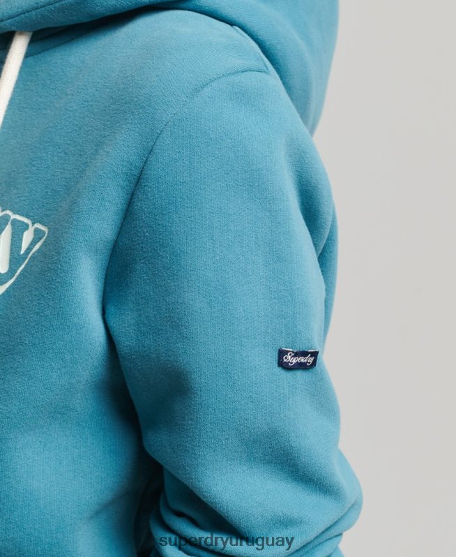 uy Superdry mujer sudadera con capucha de viaje verde DT2N8Z6081 ropa