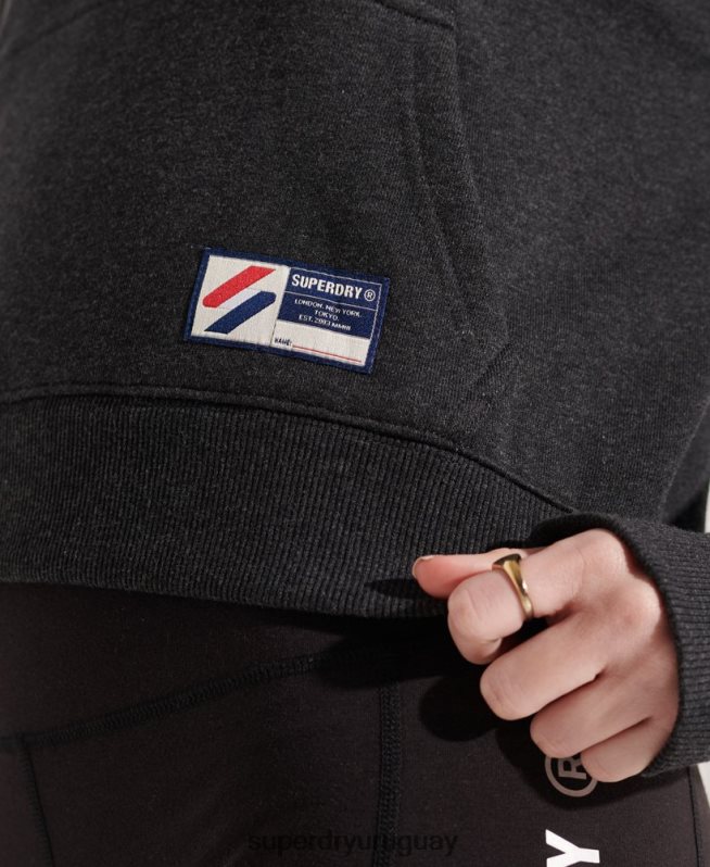 uy Superdry mujer sudadera con capucha estilo boxy sportstyle gris oscuro DT2N8Z3497 ropa