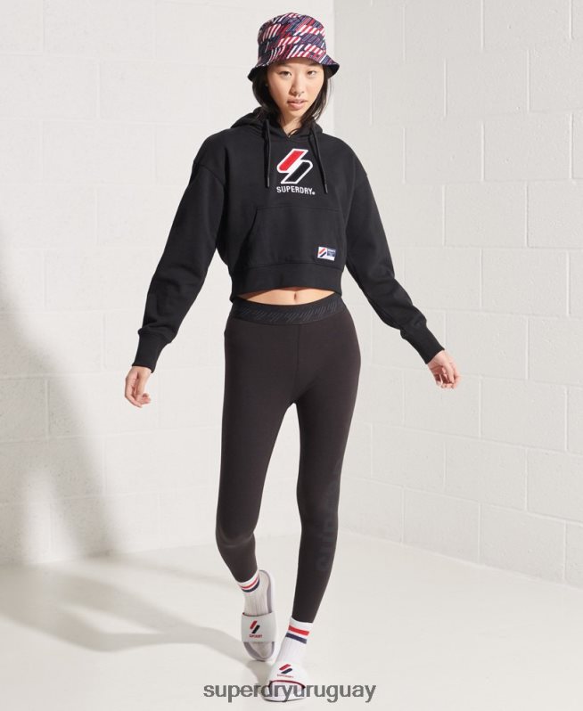 uy Superdry mujer sudadera con capucha estilo boxy sportstyle negro DT2N8Z3496 ropa