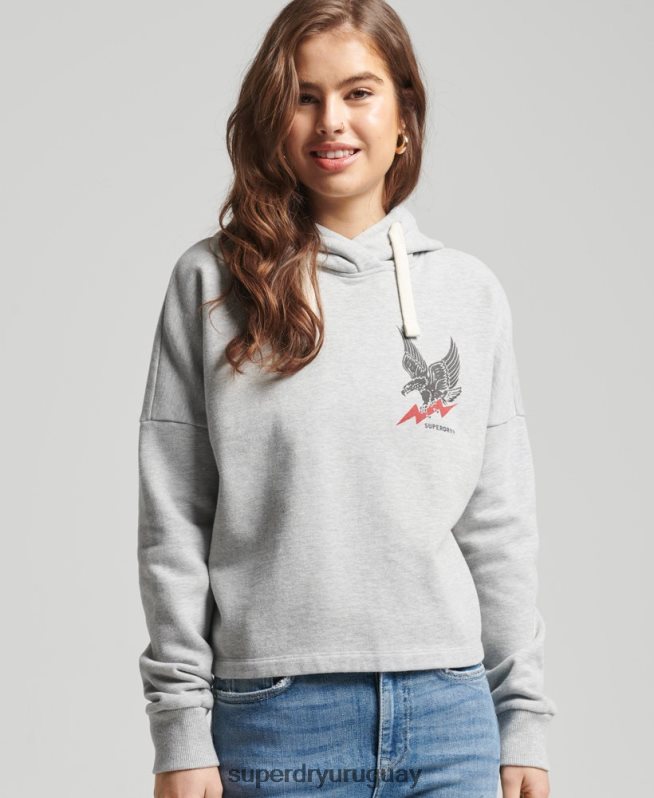 uy Superdry mujer sudadera con capucha estilo ranchero de surf vintage gris claro DT2N8Z5890 ropa