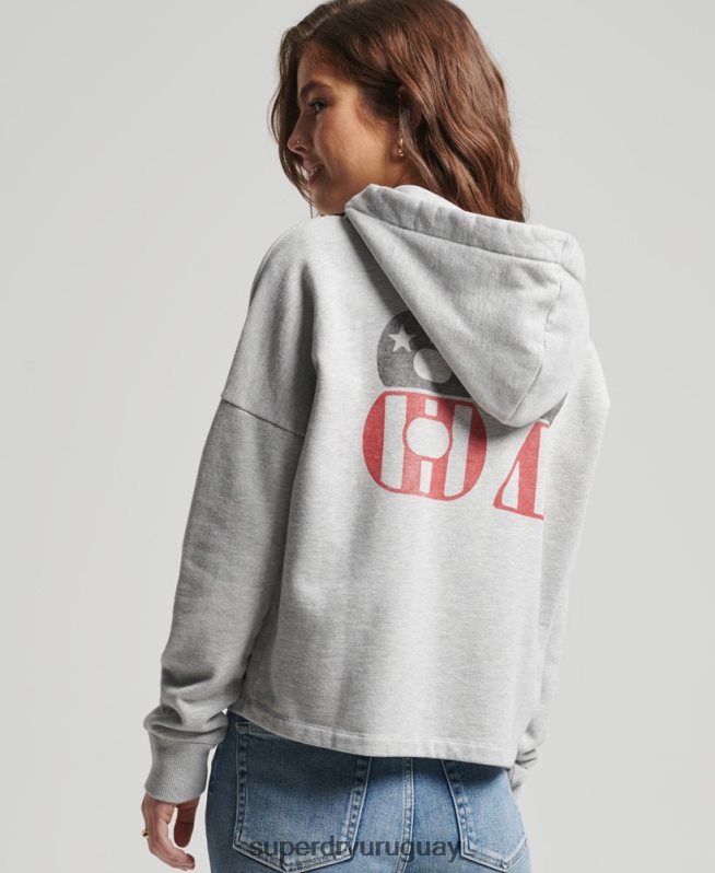 uy Superdry mujer sudadera con capucha estilo ranchero de surf vintage gris claro DT2N8Z5890 ropa