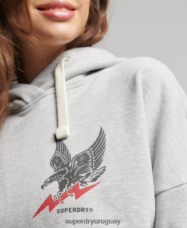 uy Superdry mujer sudadera con capucha estilo ranchero de surf vintage gris claro DT2N8Z5890 ropa