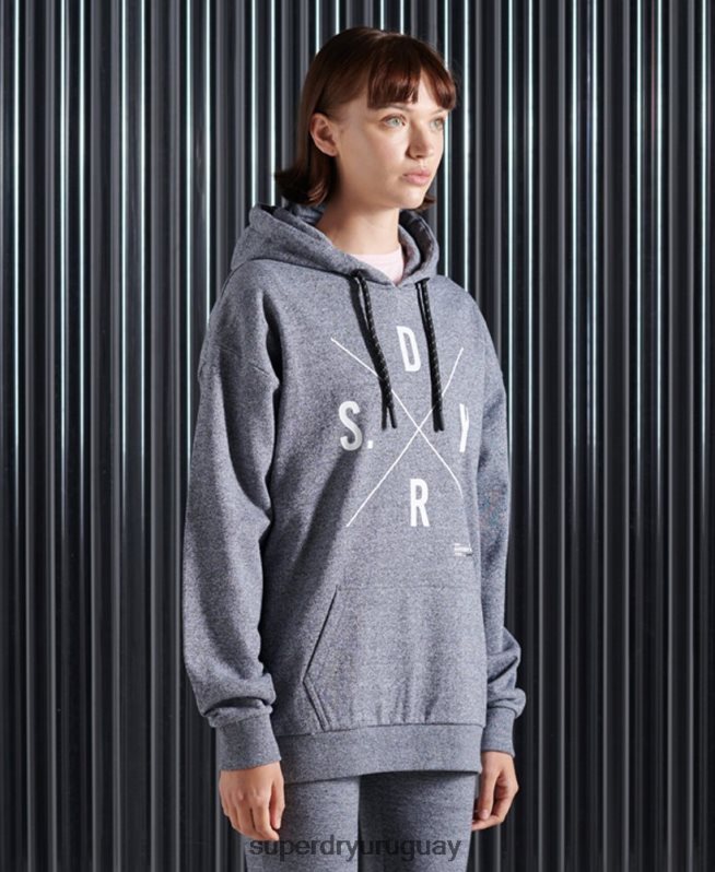 uy Superdry mujer sudadera con capucha excedente gris DT2N8Z6088 ropa