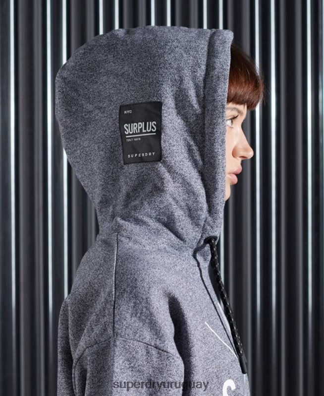 uy Superdry mujer sudadera con capucha excedente gris DT2N8Z6088 ropa