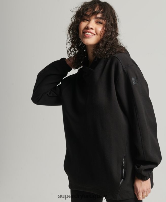 uy Superdry mujer sudadera con capucha extragrande Code Tech negro DT2N8Z5789 ropa