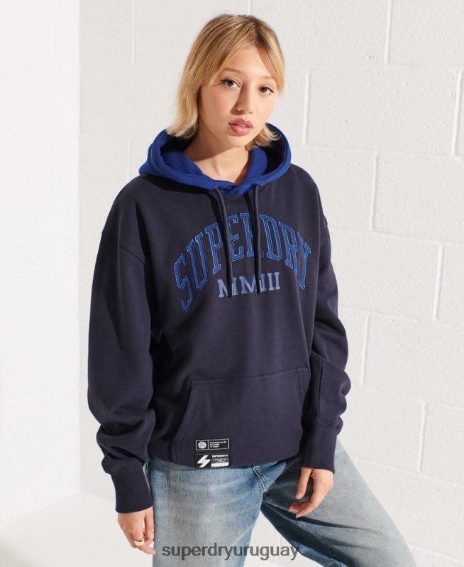 uy Superdry mujer sudadera con capucha extragrande Varsity Arch Armada DT2N8Z3377 ropa