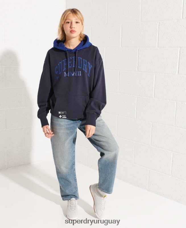 uy Superdry mujer sudadera con capucha extragrande Varsity Arch Armada DT2N8Z3377 ropa