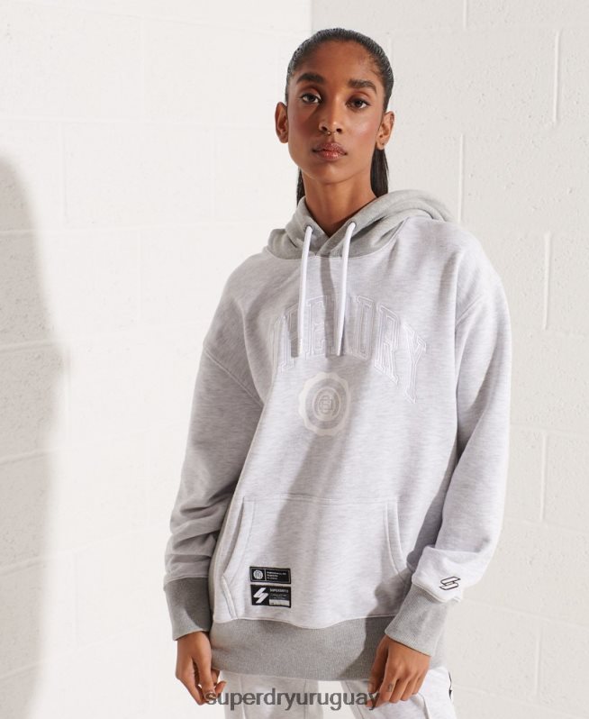 uy Superdry mujer sudadera con capucha extragrande Varsity Arch gris claro DT2N8Z5784 ropa