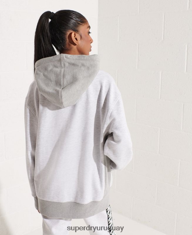 uy Superdry mujer sudadera con capucha extragrande Varsity Arch gris claro DT2N8Z5784 ropa