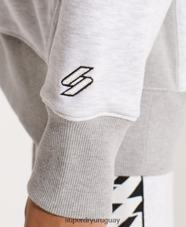 uy Superdry mujer sudadera con capucha extragrande Varsity Arch gris claro DT2N8Z5784 ropa