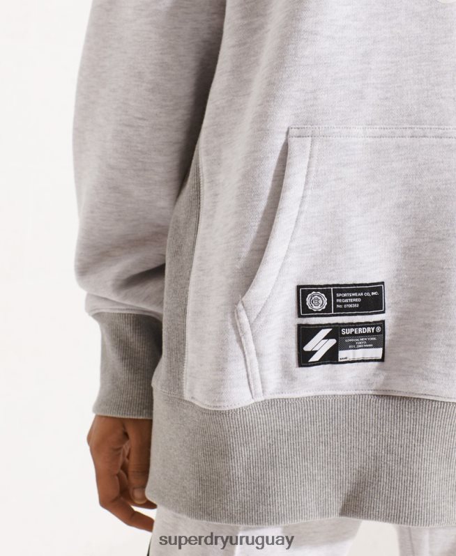 uy Superdry mujer sudadera con capucha extragrande Varsity Arch gris claro DT2N8Z5784 ropa