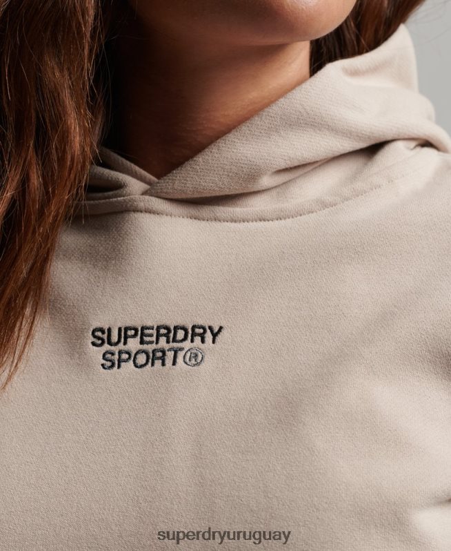 uy Superdry mujer sudadera con capucha extragrande beige DT2N8Z3381 ropa