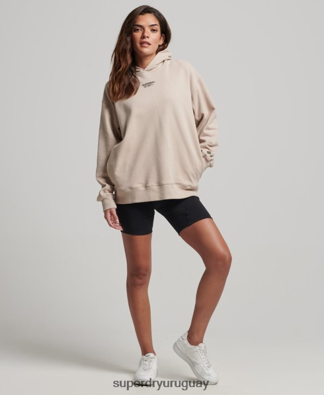 uy Superdry mujer sudadera con capucha extragrande beige DT2N8Z3381 ropa