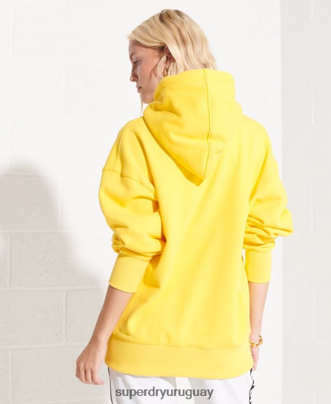 uy Superdry mujer sudadera con capucha extragrande con aplique amarillo DT2N8Z5992 ropa