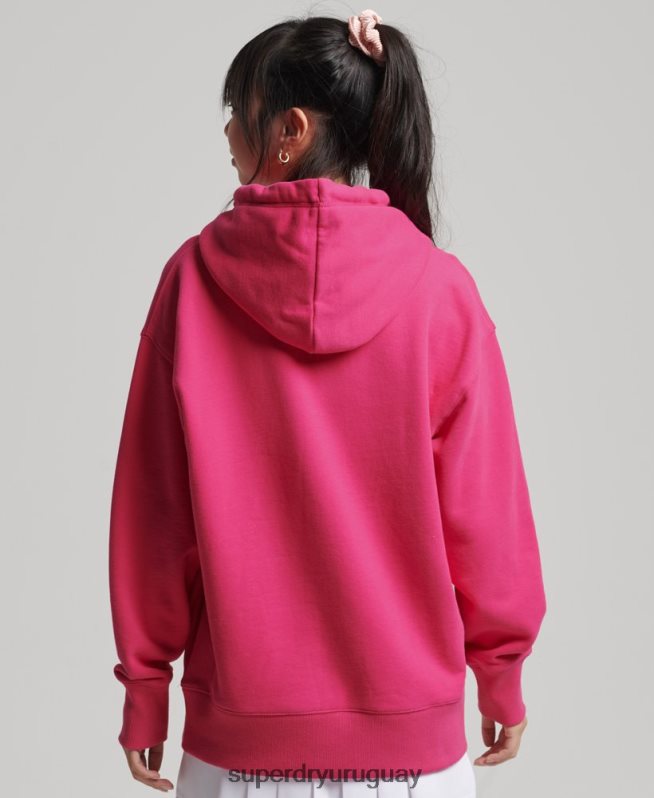 uy Superdry mujer sudadera con capucha extragrande con aplique de código apilado rosa DT2N8Z3432 ropa