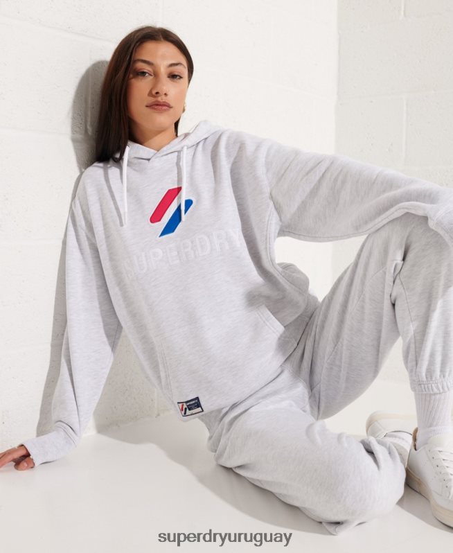 uy Superdry mujer sudadera con capucha extragrande con aplique gris claro DT2N8Z3449 ropa