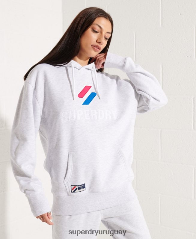 uy Superdry mujer sudadera con capucha extragrande con aplique gris claro DT2N8Z3449 ropa