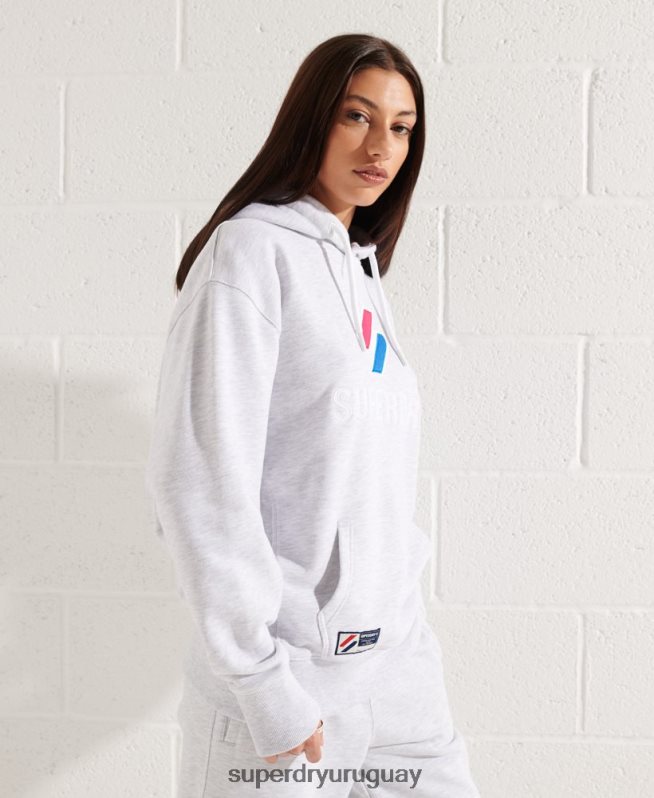 uy Superdry mujer sudadera con capucha extragrande con aplique gris claro DT2N8Z3449 ropa