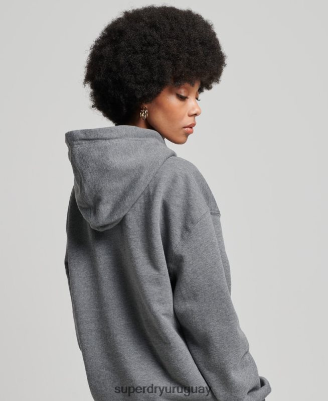 uy Superdry mujer sudadera con capucha extragrande con aplique gris oscuro DT2N8Z3390 ropa