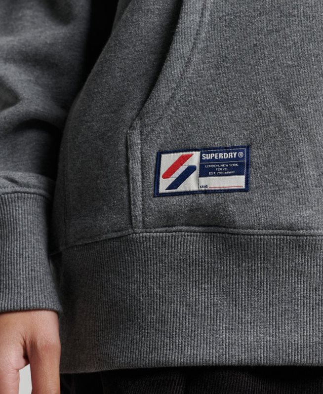 uy Superdry mujer sudadera con capucha extragrande con aplique gris oscuro DT2N8Z3390 ropa